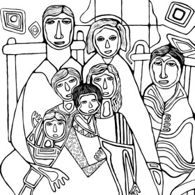 Line drawing of Odjig family