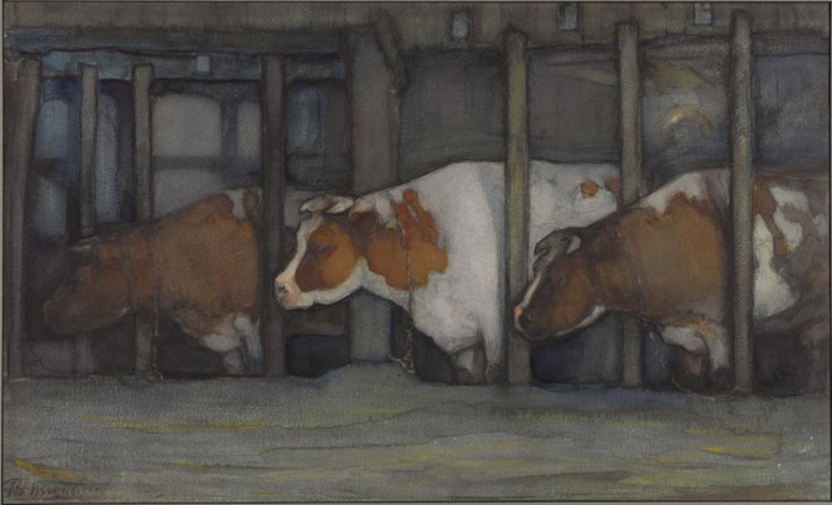 Piet Mondrian, Three Cows in a Pot Stall, c.1898 ‑ 1899