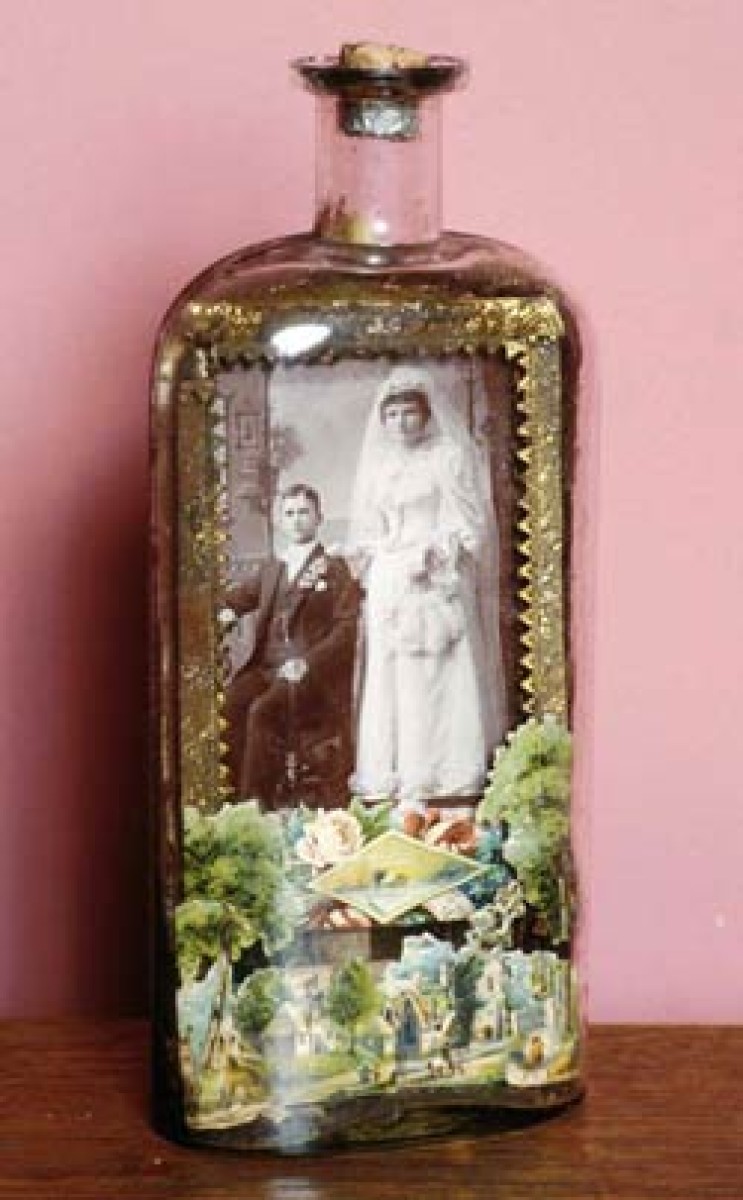 Pop Photographica, Bottle. Wedding Portrait of a Young Couple, c. 1880