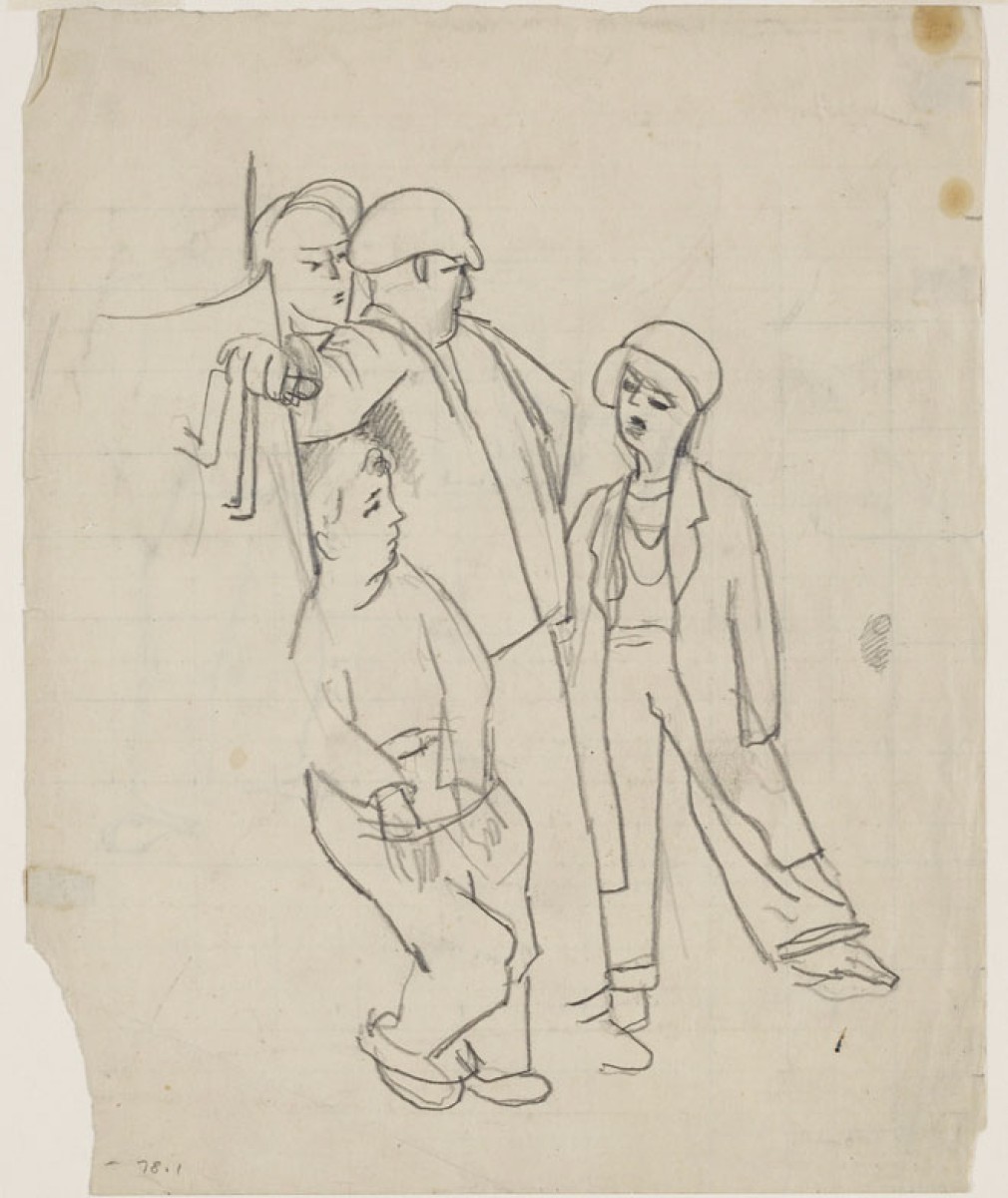 Stanley Spencer, sketch of Four Labourers
