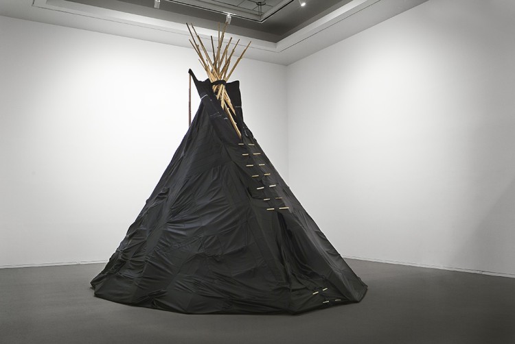 Large Teepee made out of skinned leather couches.