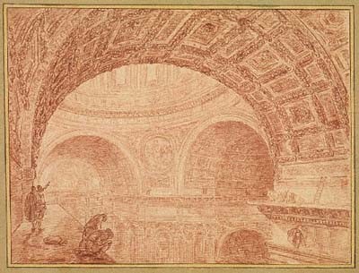 View of the Vaulting in St.Peter's Taken from an Upper Cornice, painting by Hubert Robert