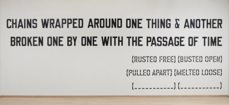 Lawrence Weiner chains wrapped around wall piece