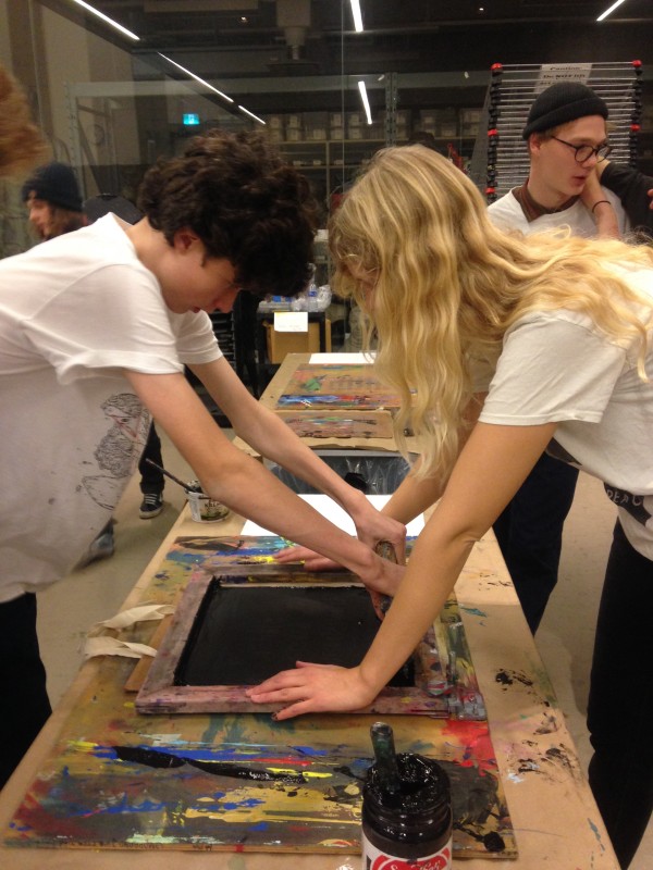 two youth screen printing