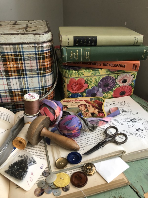 sewing tools and buttons