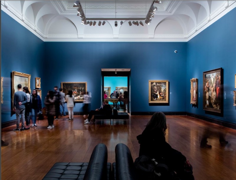 image of ER Wood gallery with visitors, european paintings 