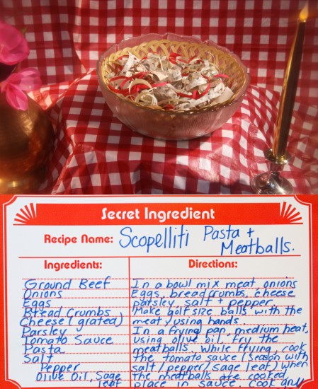 scopelliti pasta and meatballs made of paper