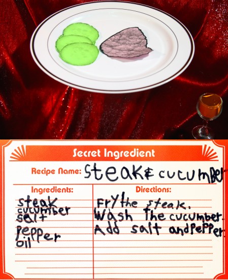 steak and cucumber made of paper