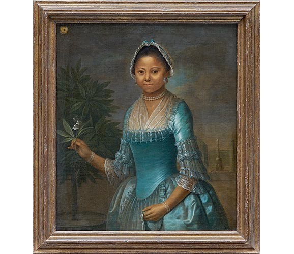 Portrait of a Lady Holding an Orange Blossom