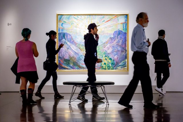 A crowd at Mystical Landscapes: Masterpieces from Monet, Van Gogh and more