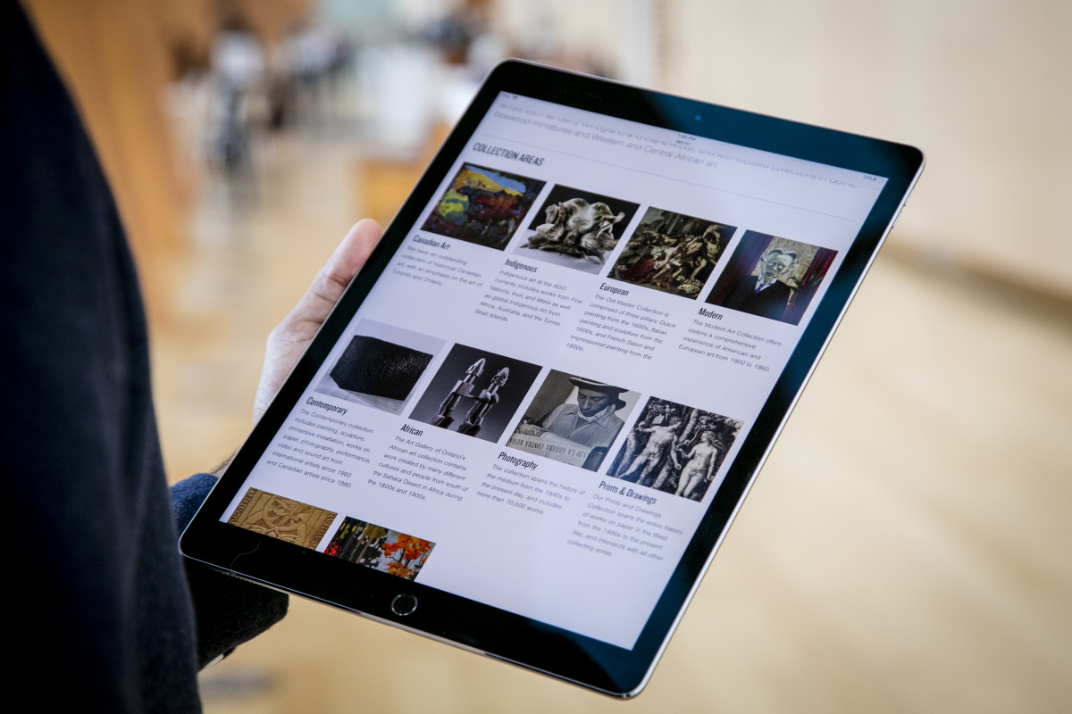 An iPad using the AGO collection website