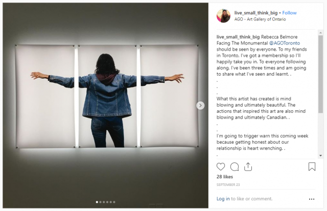 Social media image of the artist stretching her arms out 