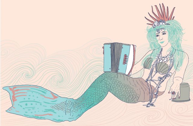 A mermaid with an accordion