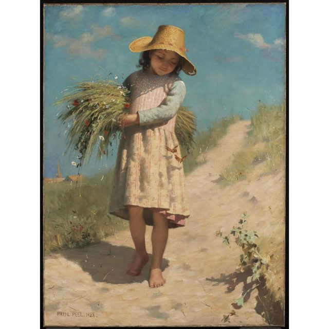 A young girl walking to the beach