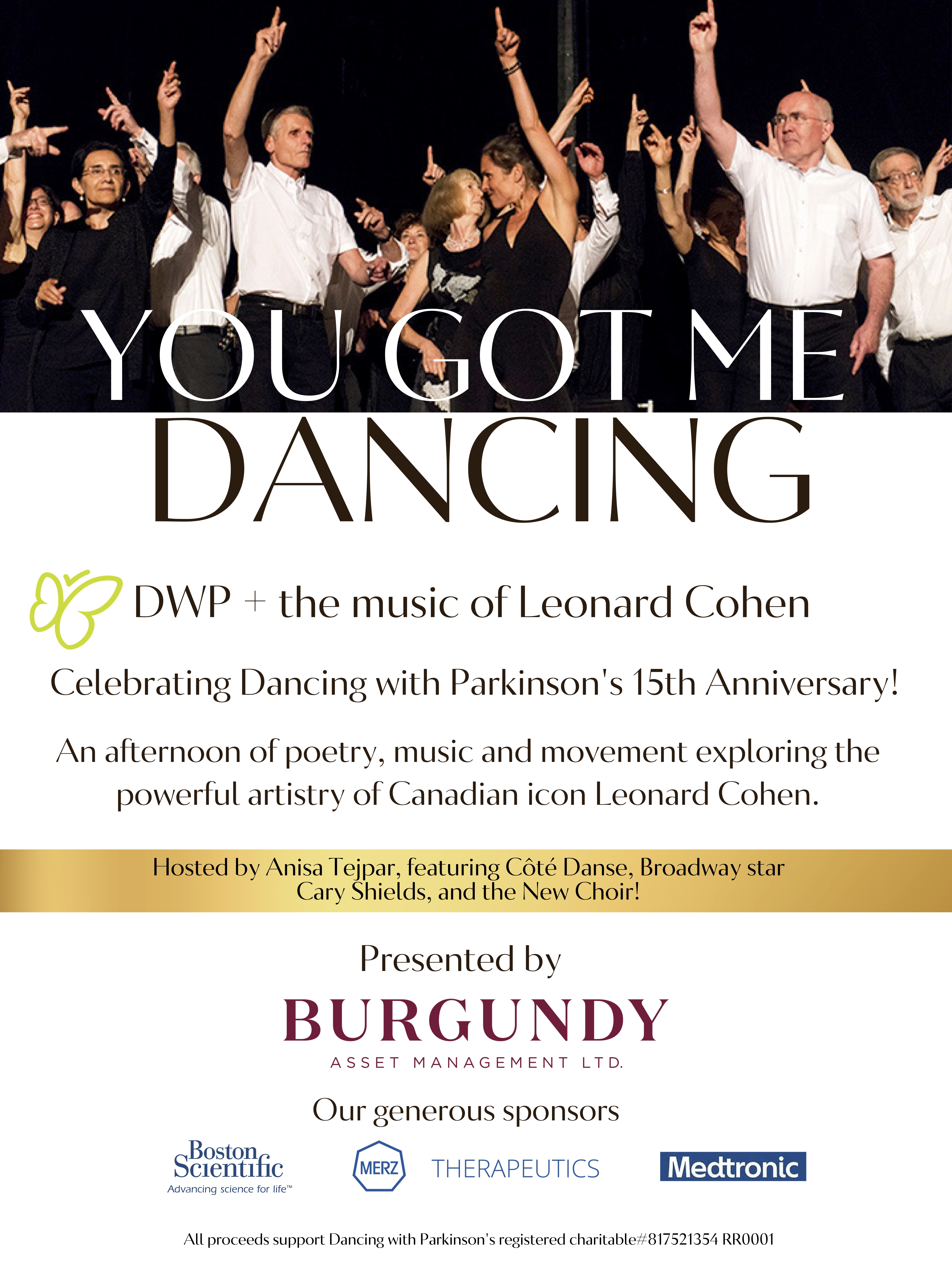 'You Got Me Dancing' poster with event details and a photo of a group of people dancing