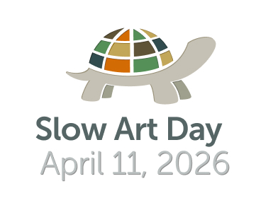 Slow Art Day logo featuring a turtle illustration and the date of April 11, 2026.