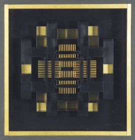 Jill Crossen-Sargent (Canadian, b. 1930)  Black & Gold Computer Cross,  1975