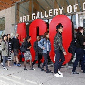 people line up outside the AGO