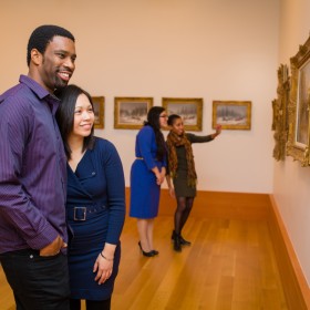 couple looking at art in the galleries