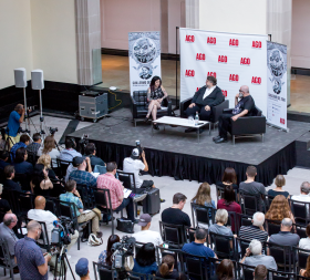 journalists at a press preview