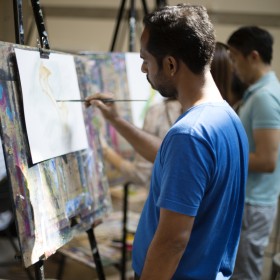 Student at an easel