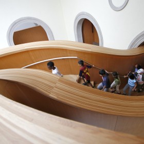 kids on the spiral stairs