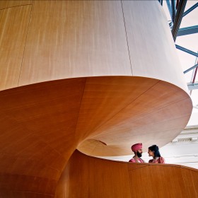 a couple on the spiral staircase