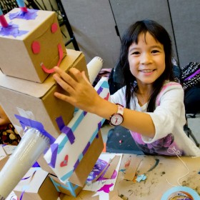 child building box sculpture