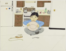 Pootoogook_Composition (Licking the plate clean)