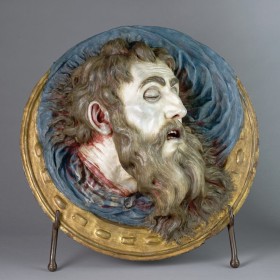 Beheaded head of a man with a beard