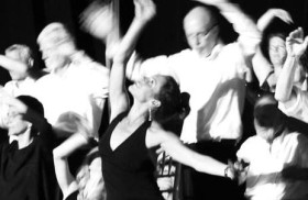 Black and White photograph of people dancing