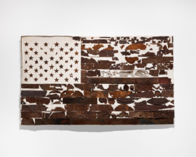 June Clark. Dirge, 2003. Oxidized metal on canvas, 94 × 160 × 1.8 cm. Art Gallery of Ontario. Purchase, with funds by exchange, and funds from Joyce and Fred Zemans, 2021. © June Clark, courtesy of the artist and Daniel Faria Gallery. Photo: LF Documentation. 2020/137