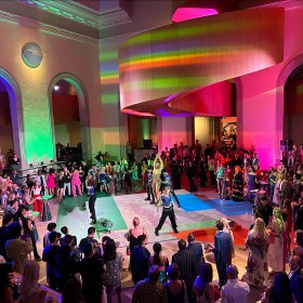 Art Bash 2024 - performers and spectators in Walker Court