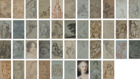 A 4 by 11 grid of portrait drawings of women.