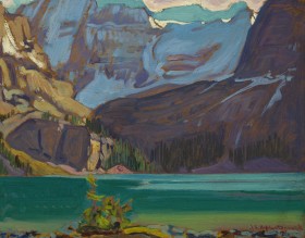 J.E.H. MacDonald, Lake O'Hara, Rockies, 1926. Oil on wood-pulp board.