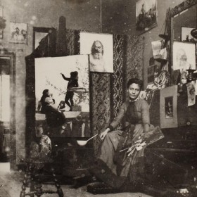 Mary Hiester Reid at Paris studio, 1889