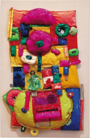 Mixed media wall hanging with plexi box frame