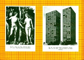 collage of black and white prints on yellow graph paper 