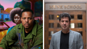 Side by side image of artist Titus Kaphar and Professor Jason Stanley