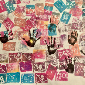 Children's art prints and hand prints 