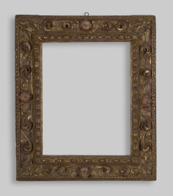 Italian, Frame with four putti, 1500s. Wood with paint and gilding.