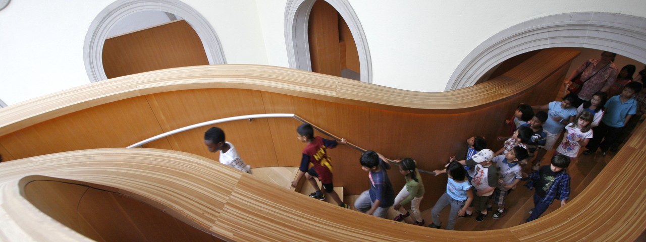 kids on the spiral stairs