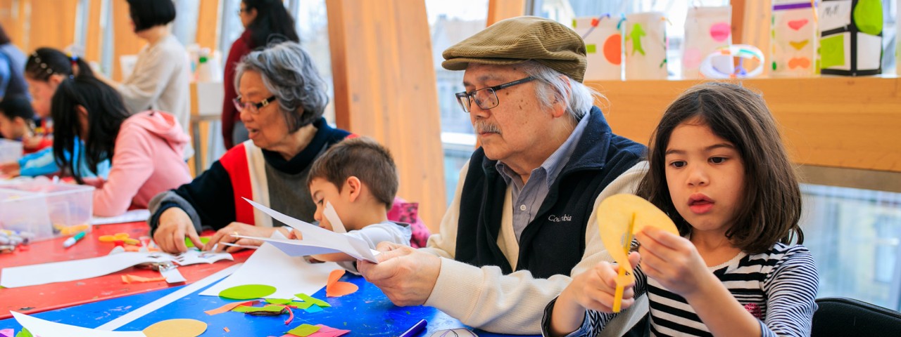 Families and children making art