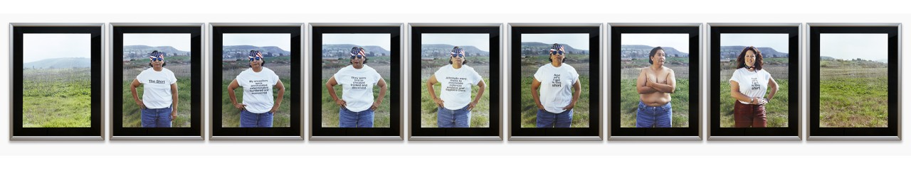 Shelley Niro. The Shirt, Nine duratrans transparencies in lightboxes, 