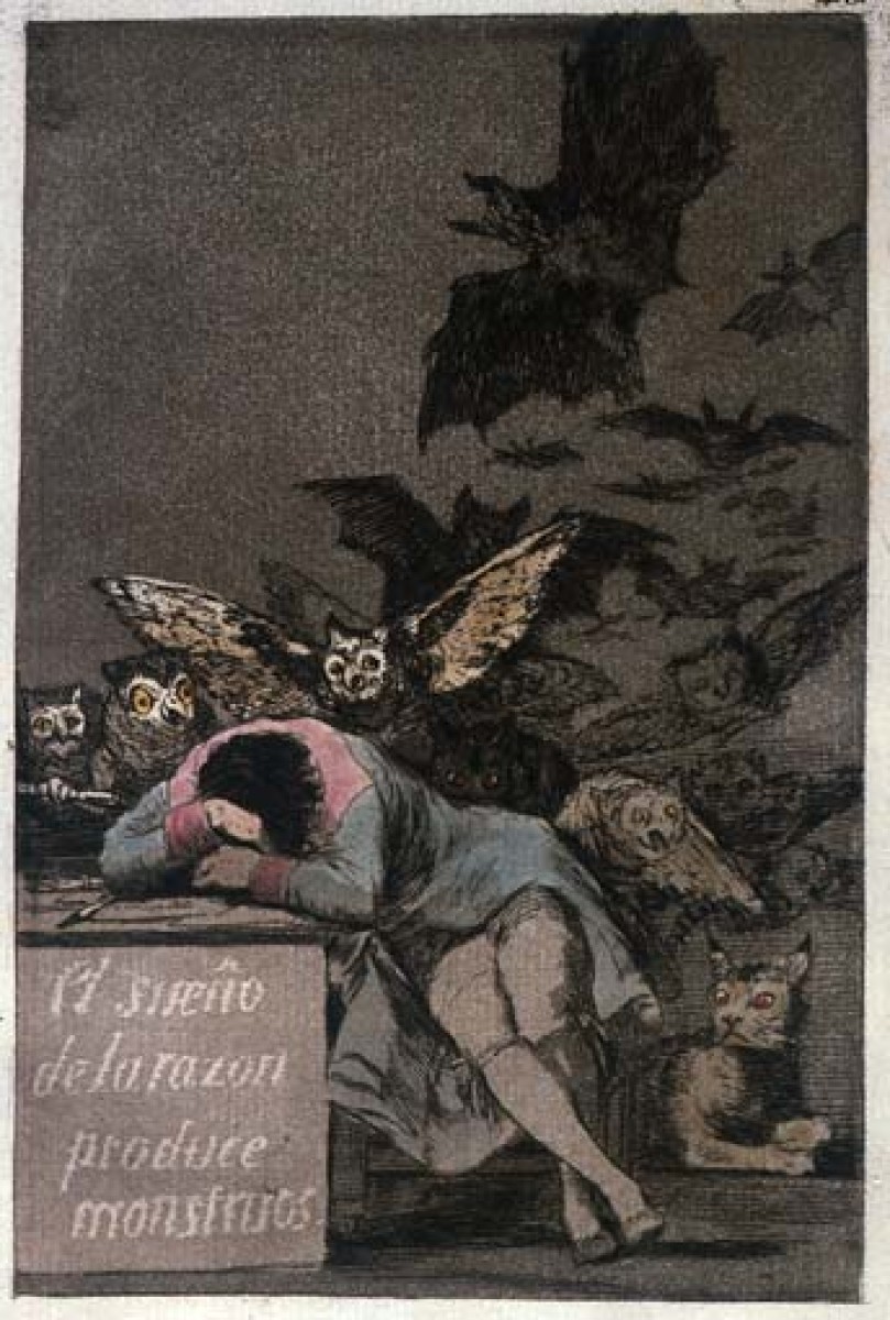 Francesco Goya  (Spanish,1746-1828)  "The dream of reason produces monsters"