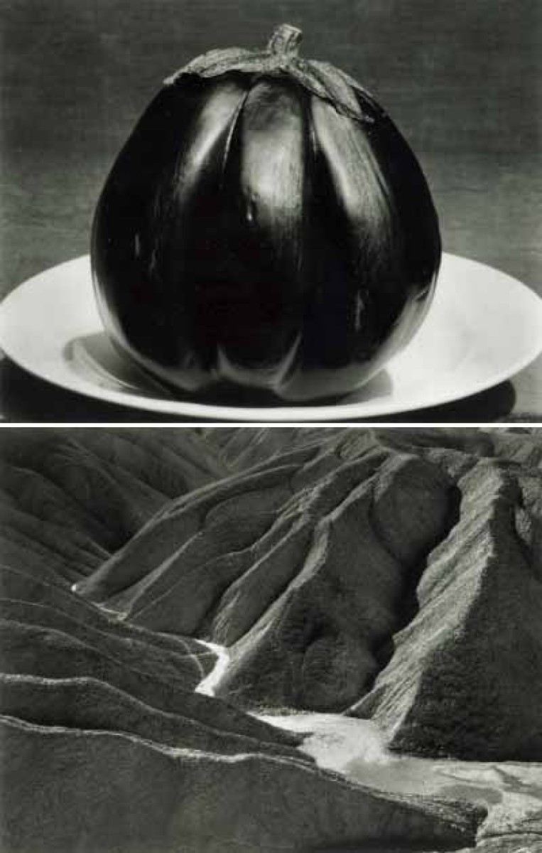 Edward Weston, "Eggplant" 1929 "Zabriskie Point, Death Valley," 1938
