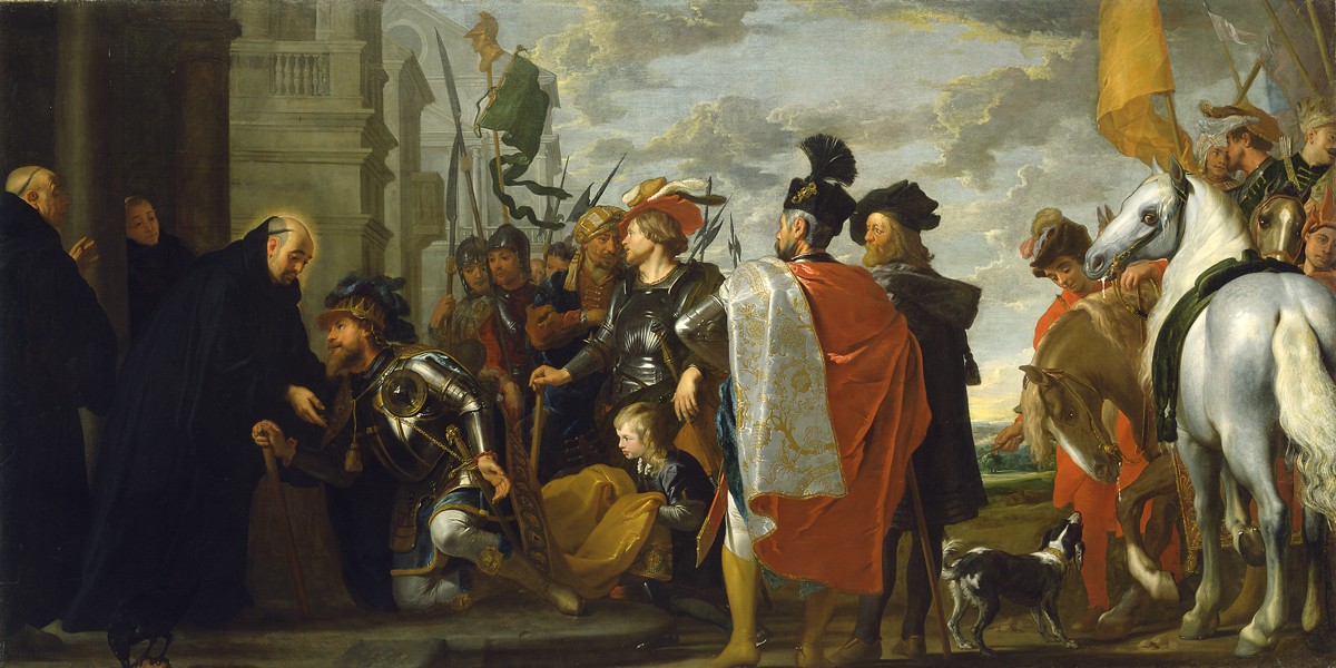 Gaspar de Crayer, (Flemish 1584-1669) Saint Benedict receiving Totila, King of the Ostrogoths, 1633