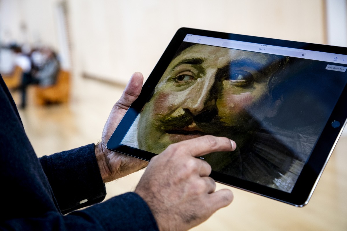 An iPad featuring a portrait by Frans Hals