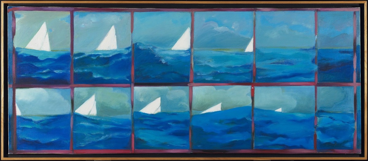 Joyce Wieland's Boat Tragedy, a film strip-like painting of a boat sinking