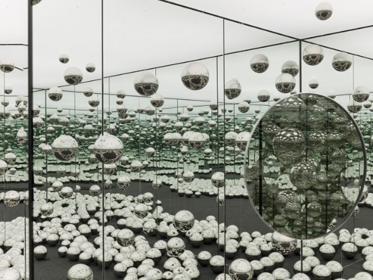 mirrored walls and reflective stainless steel balls